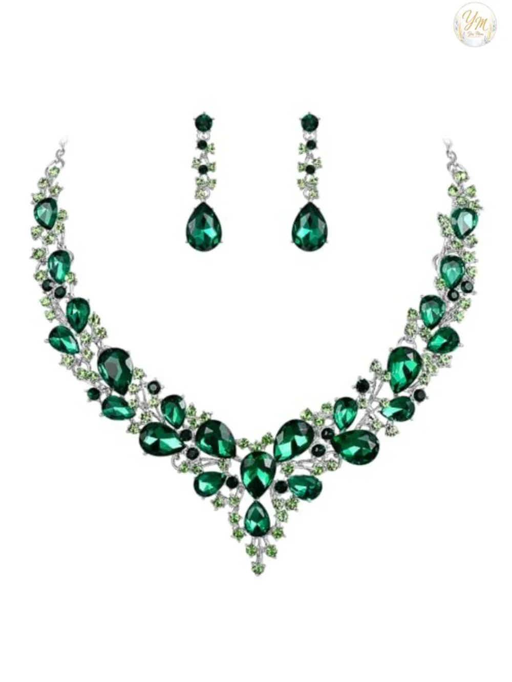 Austrian Crystal Teardrop Necklace Earring Set for Wedding Bride Bridesmaid Prom